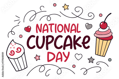 NATIONAL CUPCAKE DAY vector illustration isolated on white background
