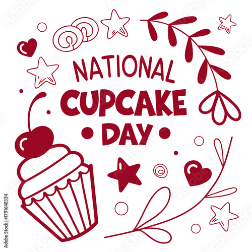 NATIONAL CUPCAKE DAY vector illustration 
