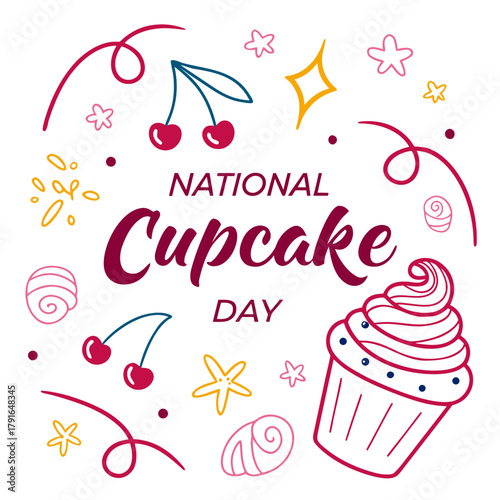 NATIONAL CUPCAKE DAY vector illustration 