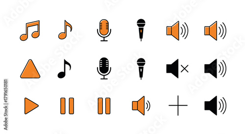 Collection of Audio and Music Icons for Multimedia Applications.