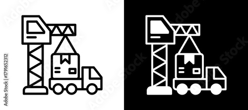 Logistics And Delivery whiteblack icon