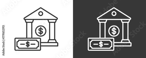 Bank Icon Set Vector Collection Isolated In Black And White