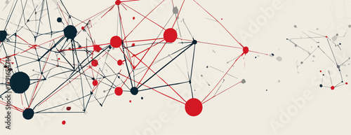 複雑なネットワーク構造とノードの抽象的なベクターイラストレーション