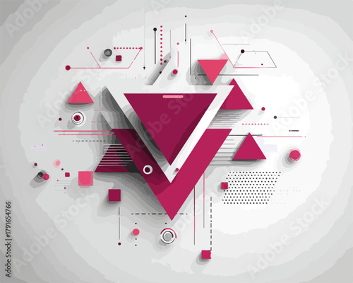 幾何学的な三角形、線、点、四角形が組み合わされた抽象的なテクノロジーとサイエンスのベクターイラストレーション