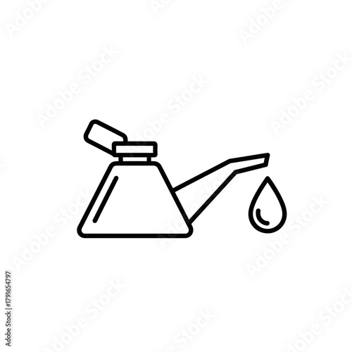 Engine Oil Can Line Art – Vector Illustration of Motor Oil Container with Dripping Oil Drop