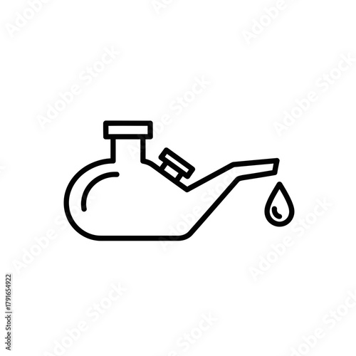 Engine Oil Can Line Art – Vector Illustration of Motor Oil Container with Dripping Oil Drop