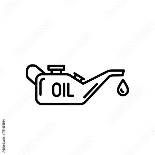 Engine Oil Can Line Art – Vector Illustration of Motor Oil Container with Dripping Oil Drop