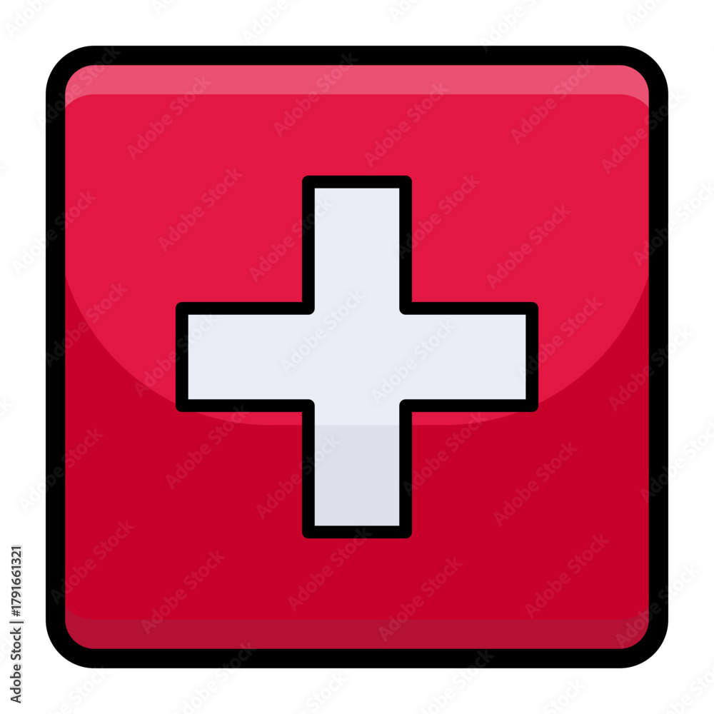 Fototapeta premium Switzerland flag button minimalist vector illustration, simple concept, Isolated on white background