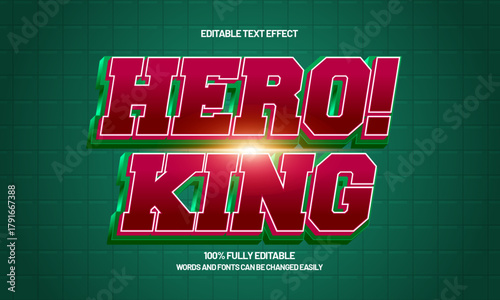 hero king powerful 3d text effect for action movie title
