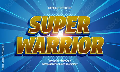 super warrior powerful 3d text effect for action movie title