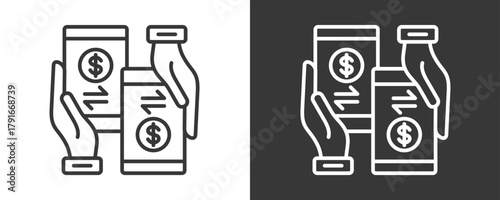 Money Transfer Icon Set Vector Collection Isolated In Black And White