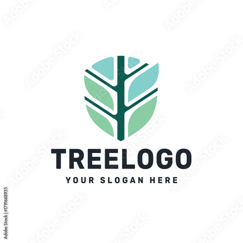 Abstract Leaf Tree Logo Design