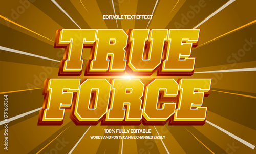 true force powerful 3d text effect for action movie title
