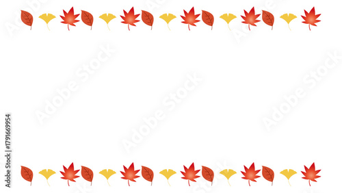 紅葉とイチョウの秋フレーム