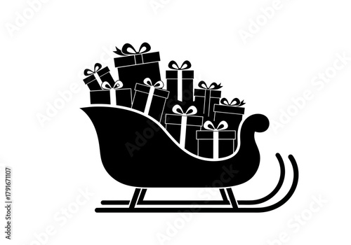 Vector illustration of a sleigh filled with presents,celebration theme, natal vector, clipart style vector