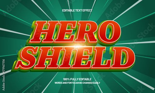 hero shield powerful 3d text effect for action movie title