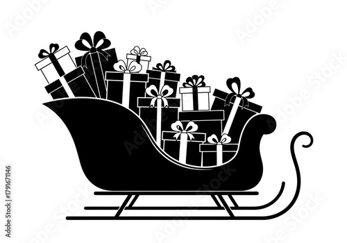 Vector illustration of a sleigh filled with presents,celebration theme, natal vector, clipart style vector