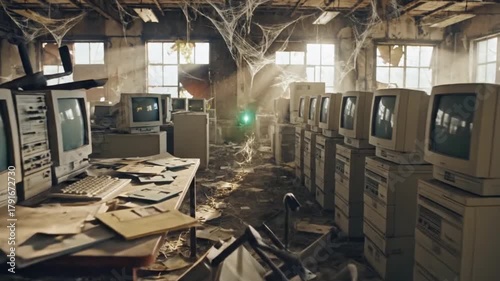 Abandoned Computer Lab A Haunting Look at Obsolete Technology and Decay