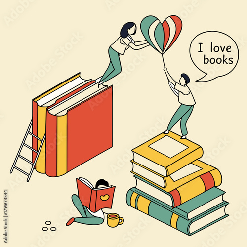 People enjoying reading books and sharing their love for literature