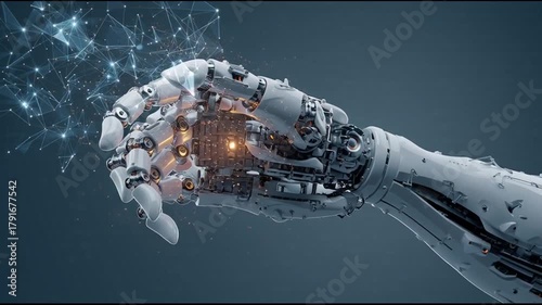 Advanced Robotic Hand Demonstrates Technological Innovation and Futuristic Concepts.
