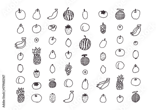 シンプルな果物の手描きイラスト