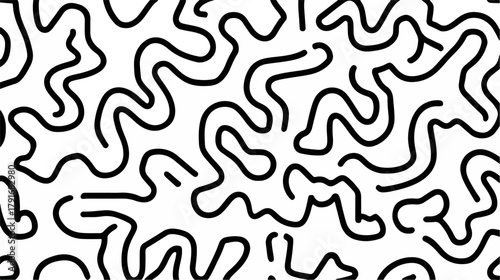 白黒の抽象的な幾何学模様、手描きの線、シンプルでミニマルなデザイン、背景、ベクター