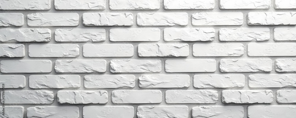 Fototapeta premium Seamless light gray brick wall texture Wide panoramic banner format , subtle, vintage, bright