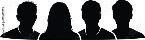 Silhouette, people, diversity, anonymous, group, unity, black, minimal, identity, concept, team, profile, design, graphic, abstract, inclusion, equality, community, representation, modern