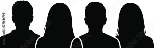 Silhouette, people, group, diversity, anonymous, black, minimal, abstract, gender, equality, unity, icon, avatar, profile, team, community, concept, design, illustration, graphic