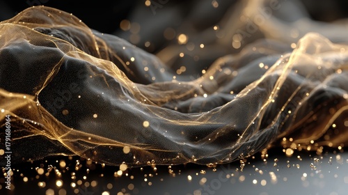 A captivating abstract image featuring flowing fabric with luminous particles, perfect for creative projects and digital art.