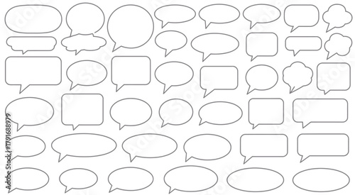 Vector set of various outline speech and thought bubbles design