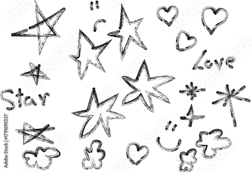 Hand-drawn Doodle Elements Collection, Doodles smile star.