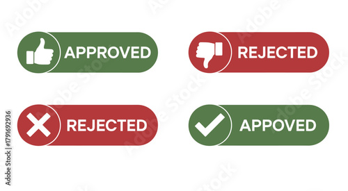 Approval and rejection icons set, positive negative feedback