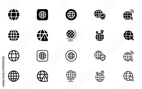 Globe Icon, Go to Web Symbol, Internet and Global Network Vector