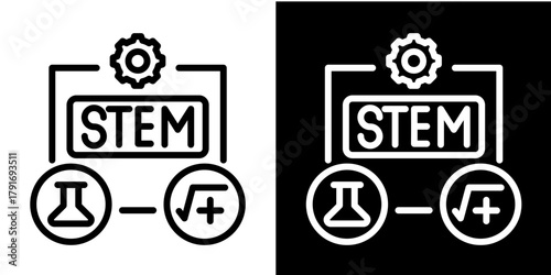 Stem Icon Set White Style Collection