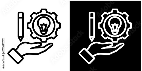 Creative Process Icon Set White Style Collection