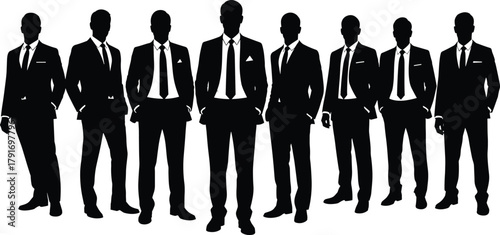 Photos Business professionals silhouette, formal attire team, corporate unity concept,