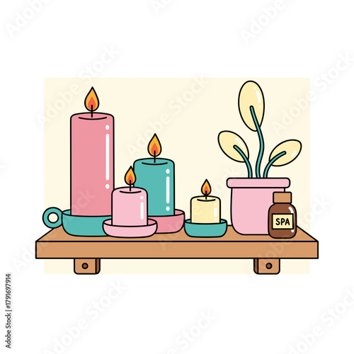 bathroom shelf with candles