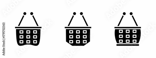 Shopping basket icon set. Vector symbol. Illustration of basket shop, basket. Basket. Vector illustration. Stock vector