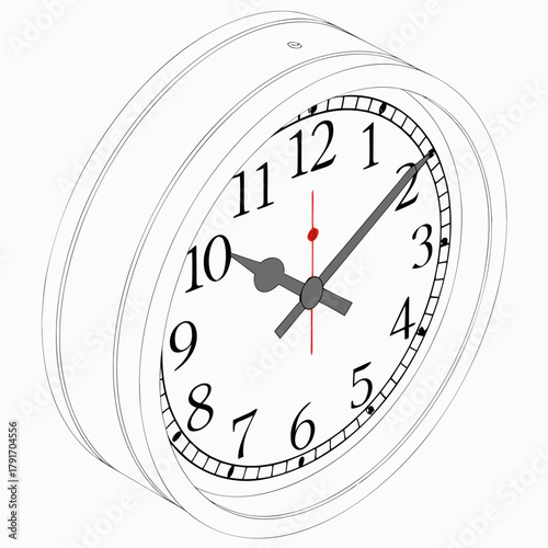 Clock showing ten past two, a timekeeping device