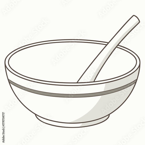Illustration of a bowl with a spoon inside