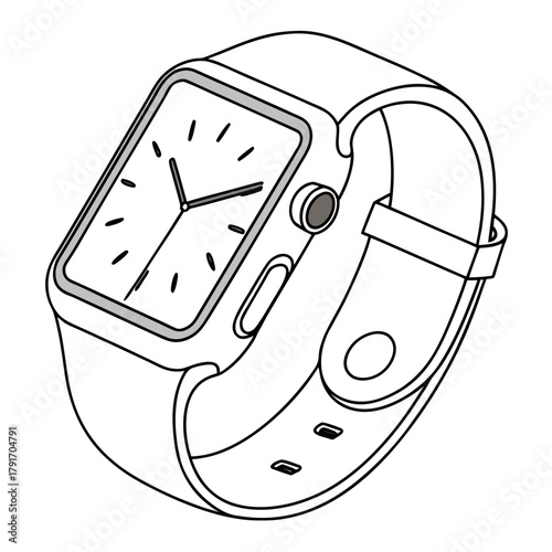 Illustration of a smart watch with a band