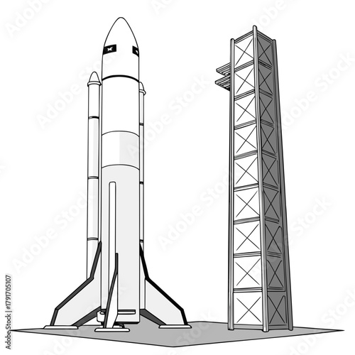 Space shuttle on launchpad