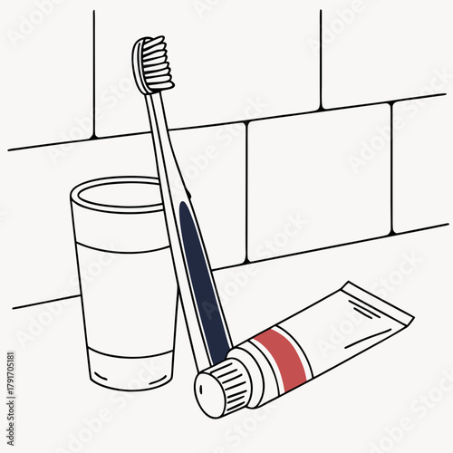 Toothbrush, toothpaste, and cup for dental care