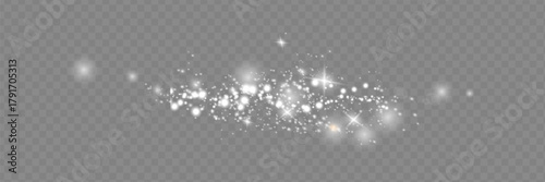 White sparkles shiny special light effect. Vector sparkles on a transparent background.