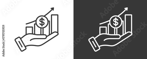 Profit Growth Icon Set Vector Collection Isolated In Black And White