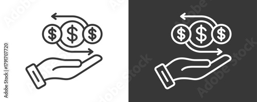 Cash Flow Icon Set Vector Collection Isolated In Black And White
