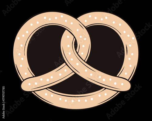 Classic baked soft pretzel with sugar sprinkles a popular savory or sweet snack perfect for festival and market designs - Vector Illustration