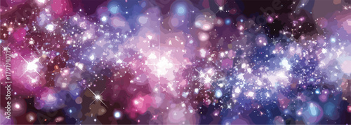 宇宙空間に輝く無数の星々が幻想的な光景を作り出す美しいベクターイラスト