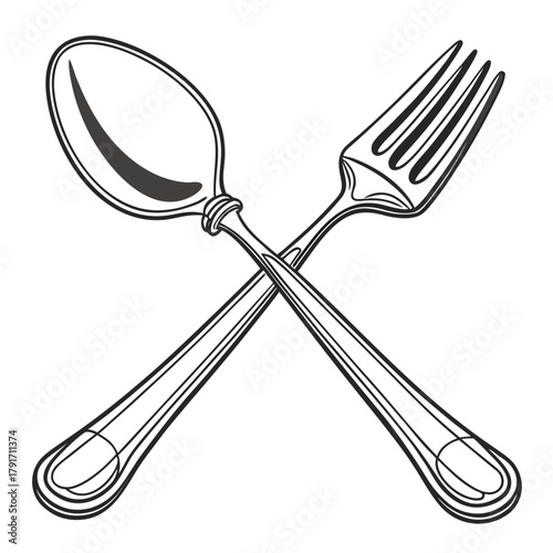 Illustration of a crossed spoon and fork